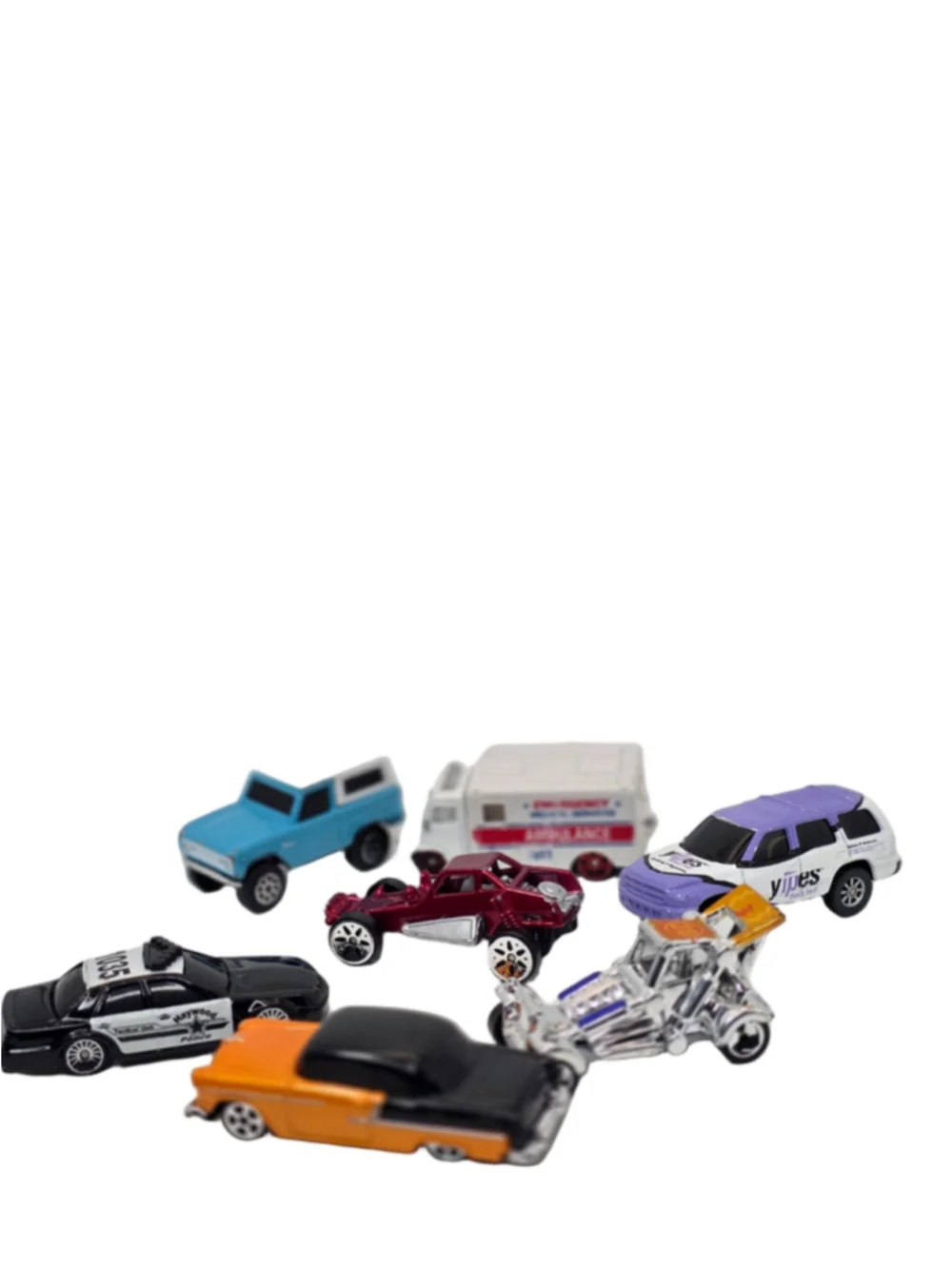Lot of 6 Diecast Toy Cars Police SUV Hot Rod Classic Cars Mixed 1:64 Fun